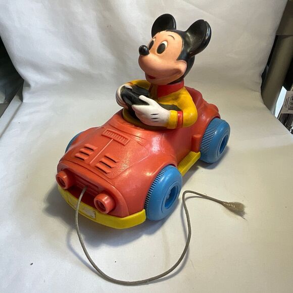 Kohner Walt Disney Productions Mickey Mouse in Car Pull Along - Picture 1 of 10